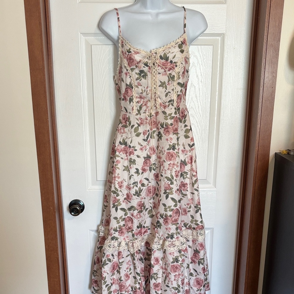 Cider Pink and Cream Floral Maxi Dress